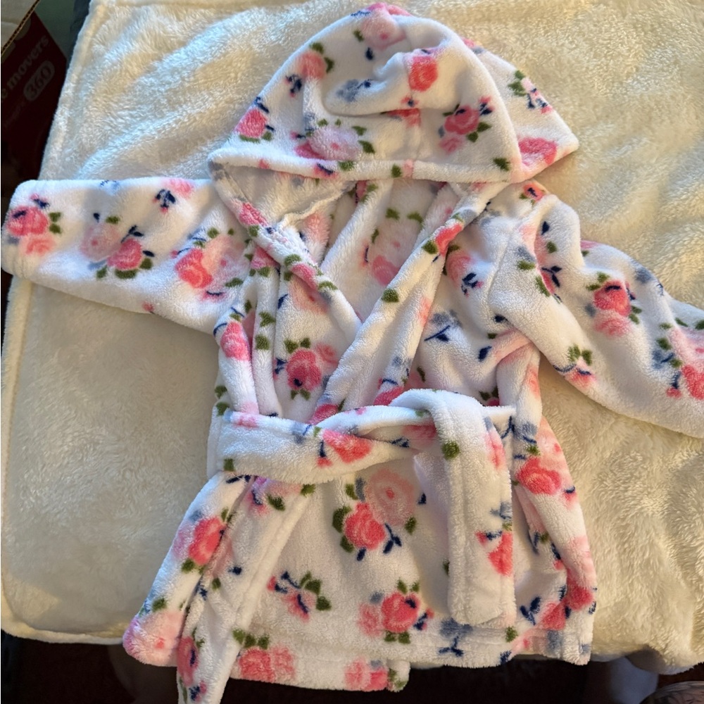 Luvable Friends Plush Robe with Floral Design